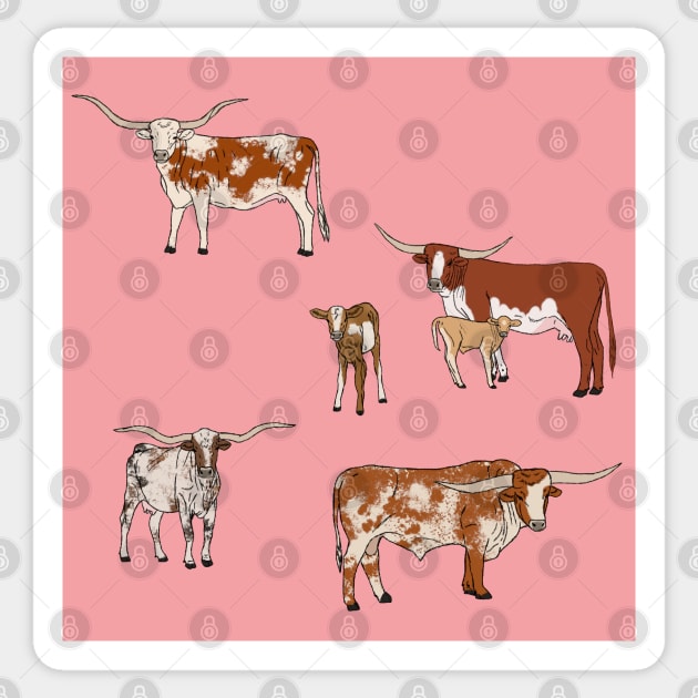 Texas Longhorn Pattern Pink Sticker by TrapperWeasel